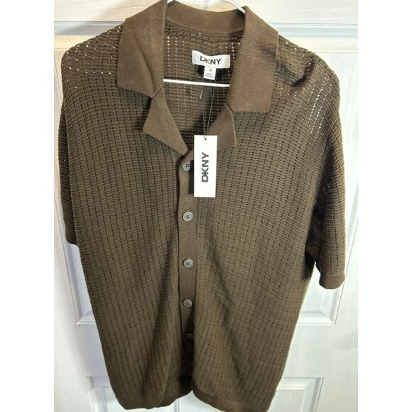 Dkny Other - DKNY Men’s Cafe Brown Grid Sweater Shirt M Button-Up NWT | Designer Casual